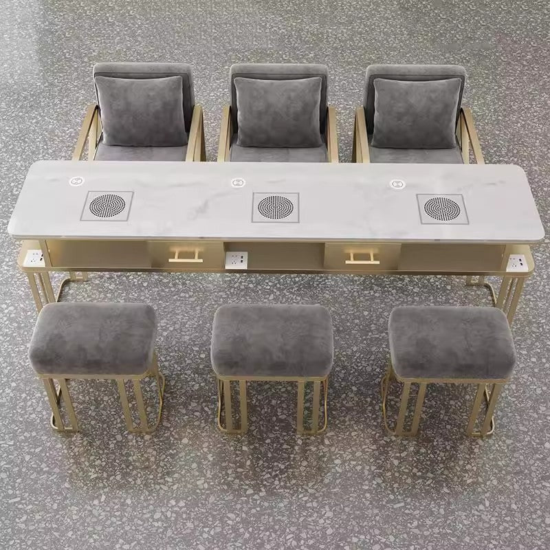 Widened 45cm marble nail table and chair set - special offer! economical single/double, light luxury, multi-functional, odorless, carbon steel with baked enamel finish