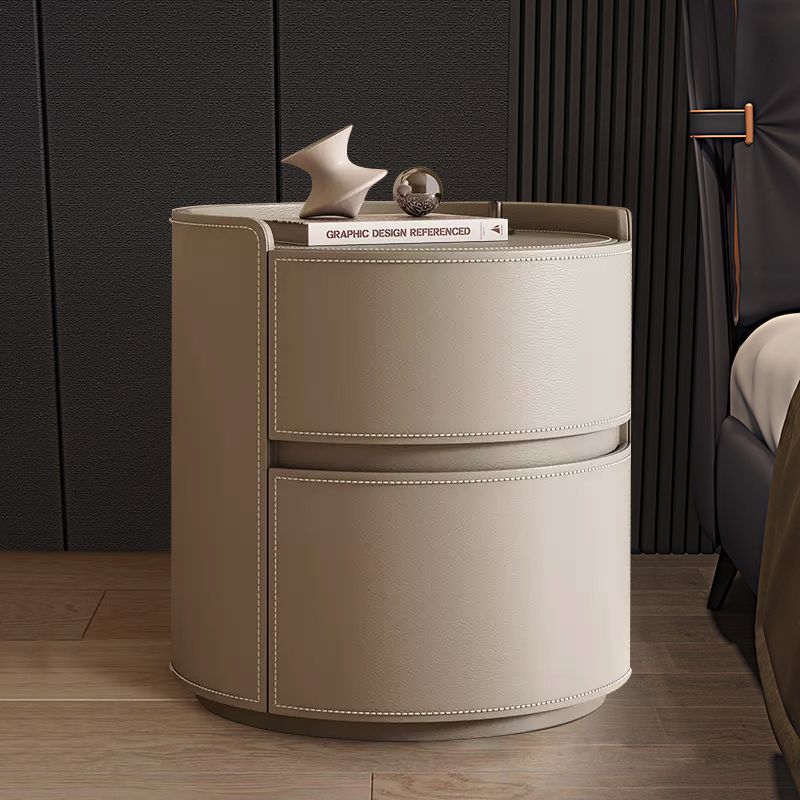 Creative design bedside table solid wood saddle leather  new modern minimalist light luxury high-end bedroom