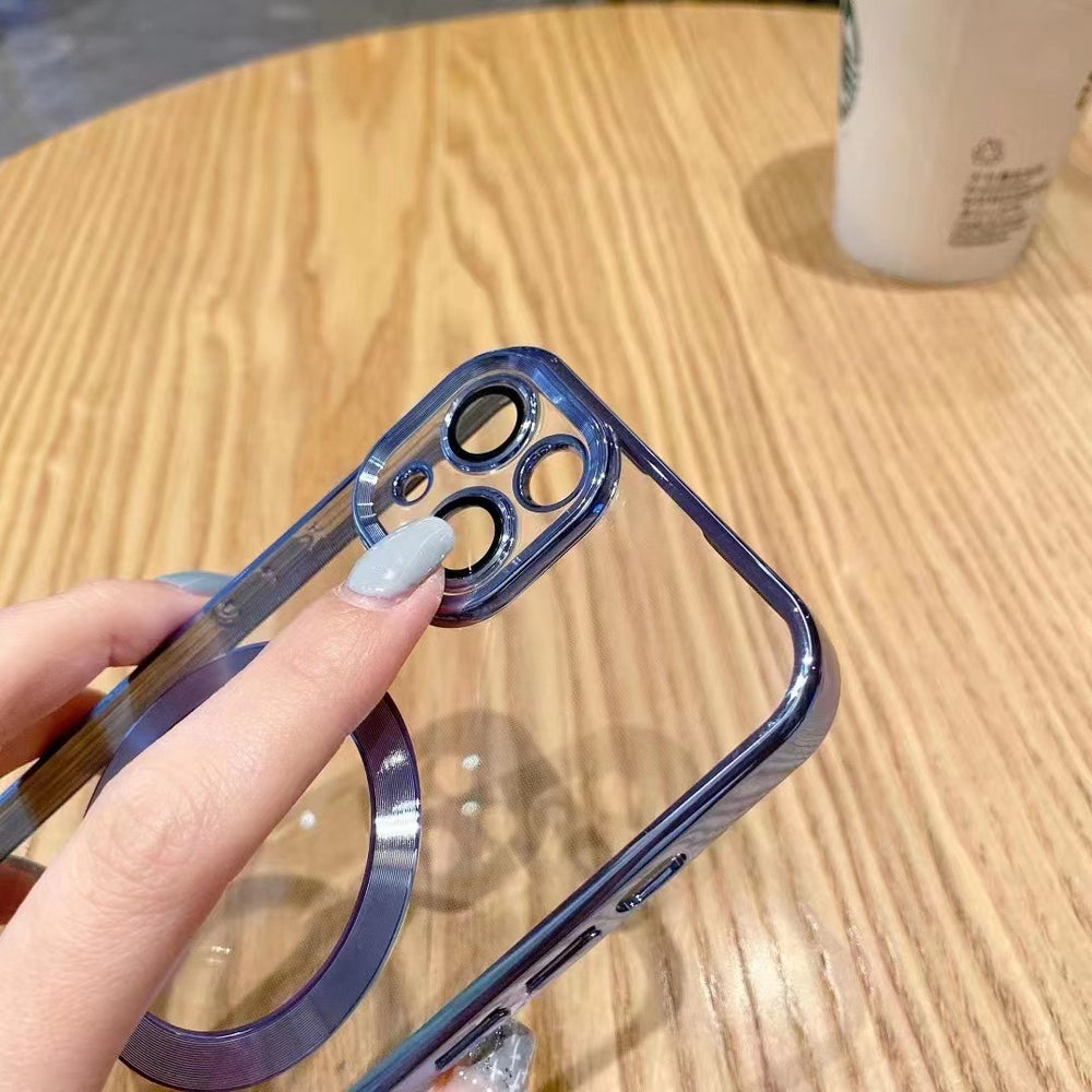 Suitable for iphone 17 electroplated magnetic cd texture lens film 16 phone case apple 15 magnetic full coverage protective case 14