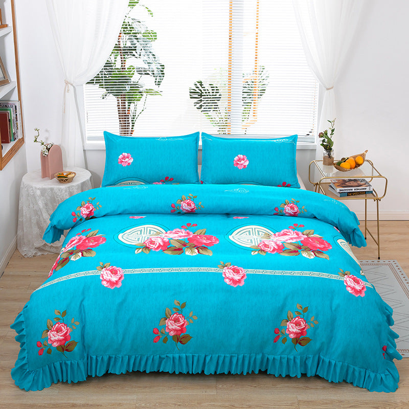 Korean style lace duvet cover, king size 220*240cm, princess duvet cover, student dorm single duvet cover, cartoon wedding bedding