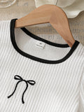 new summer cross-border textured bow embroidered top & heavy-duty washed denim skirt two-piece set