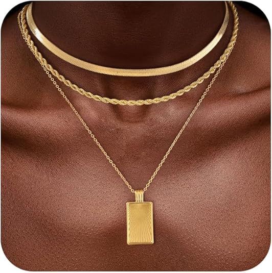 Brass real gold plated european and american cross-border hot selling minimalist twisted circle pendant fashion necklace for women - three layers