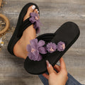 Trendy fashion flip-flops for women, summer 2024, floral beach sandals, thick sole, flat, plus size 36-42