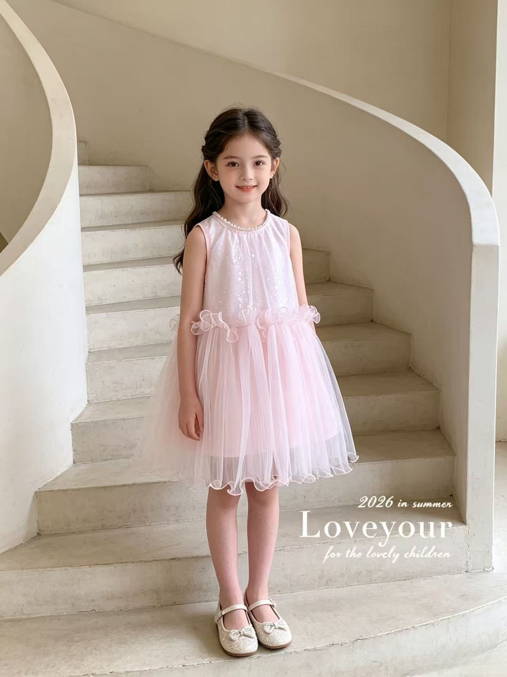Princess dress  new girls' dress summer chic girls' skirt little girl's stunning sequin mesh dress