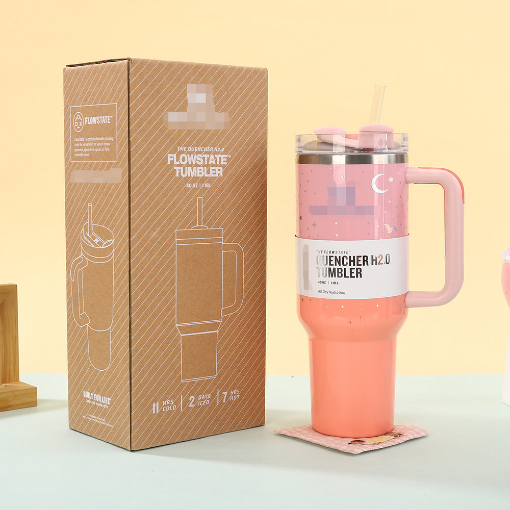 New stanley-style gold-stamped car cup, 304 stainless steel vacuum insulated tumbler, portable outdoor ice tumbler