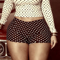 women's summer polka dot print slim-fit high-waisted shorts, hot girl sexy bodycon hot pants, women's polka dot micro shorts