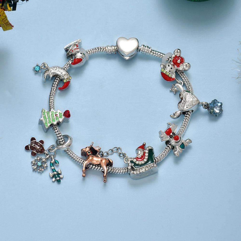 christmas bracelet for women, niche design, minimalist style, snowman, reindeer, santa claus pendant jewelry wholesale