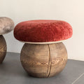 Mushroom stool log wabi-sabi cream style design living room entrance round low stool bench solid wood for home shoe changing stool