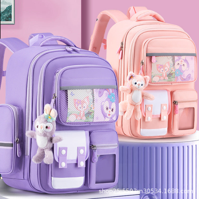 New children's schoolbag for primary school students in grades 1-6, burden reduction and spine protection, large-capacity men's and women's backpacks.