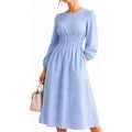 hot girl style  autumn casual flowy striped v-neck midi a-line dress