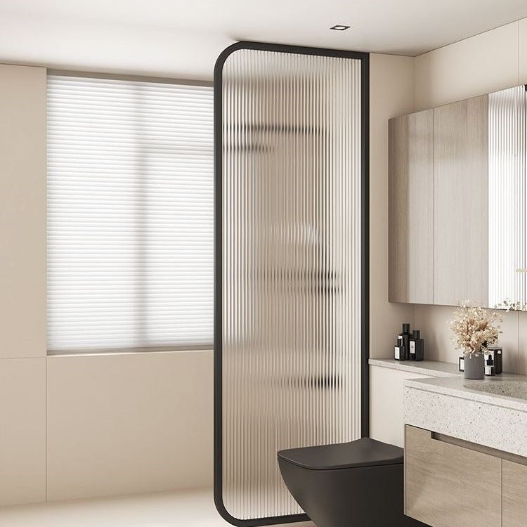 Minimalist chic bathroom tempered glass shower screen - water ripple design, wet & dry separation