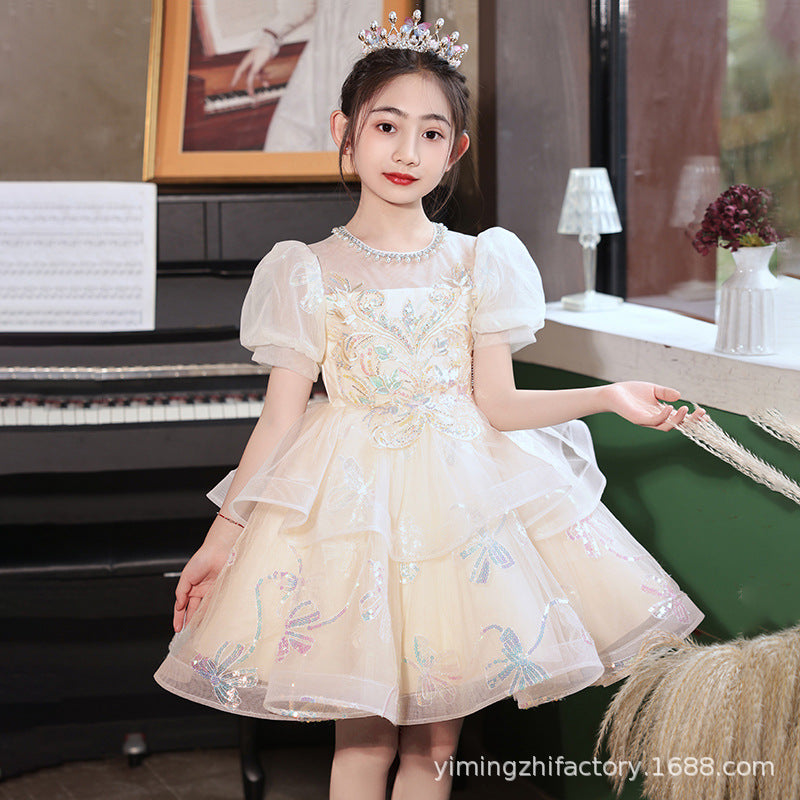 ready-to-ship girls' dresses,  new elegant wedding flower girl princess dresses, children's princess dresses for piano recitals