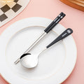 Cartoon 304 stainless steel chopsticks and spoon set - kids' dinnerware with original beerus collaboration design - wholesale
