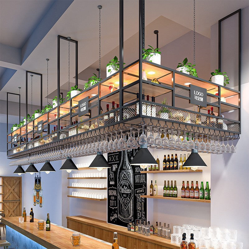 Bar Hanger Industrial Style Wine Glass Hanger Bar Restaurant Wrought Iron Red Wine Hanging Cabinet Corner Inverted Shelf