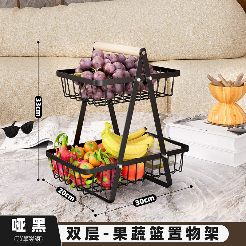 Shelf Home Desktop Double Layer Storage Basket Desktop Storage Basket Snack Storage Basket Fruit Basket Fruit and Vegetable Basket