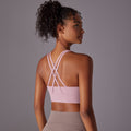 Fashion nude yoga vest women's cross back sports intimates bubble wrap push up seamless one-piece cup fitness bra