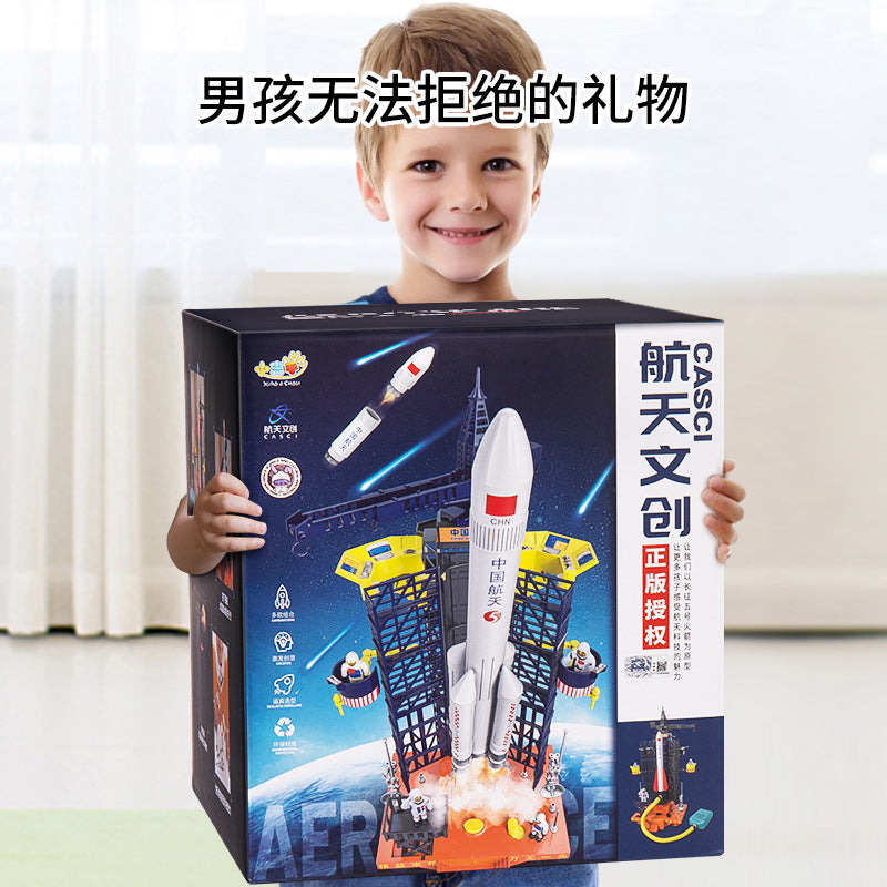 Kids rocket space shuttle toy long march 5 tiangong space station spaceship lunar rover assemble model