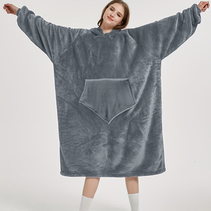 Lazy pullover pajamas for women heattech clothing flannel hug hoodie cold weather clothing long nightgown