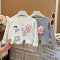 New girls' spring/autumn 3d cartoon casual sweatshirt - versatile korean style fashion top for baby girls - children's clothing