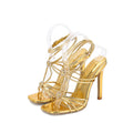 2025 summer rhinestone-embellished heart strap high heel mules - versatile square toe sandals with a wine glass heel