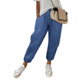 women's clothing  pure color drawstring loosecasualstraight-leg pants workwear pants elegantwork clothing