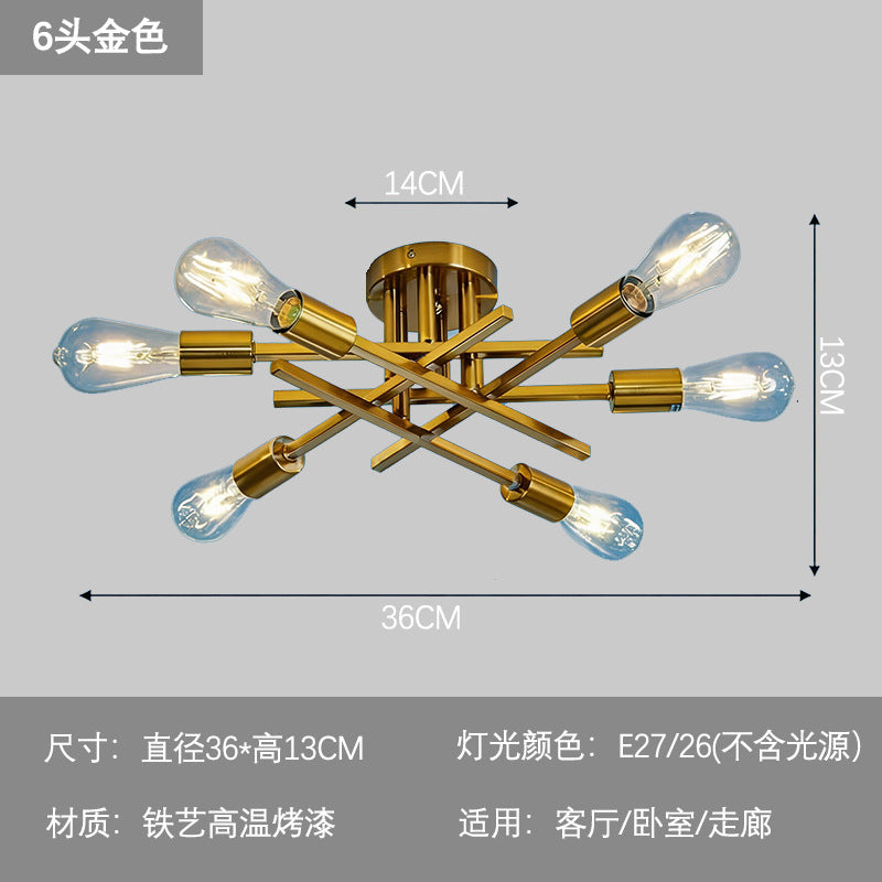 Modern minimalist molecular creative multi-head iron art ceiling light - industrial style for living room, bedroom, dining room, and homestays
