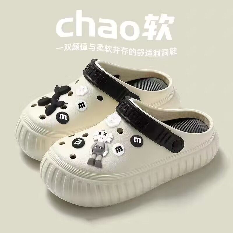 New arrival crocs women's summer outwear 2024new arrivalpopular super popular thick sole stepping on shit feeling beach baotou slippers beach