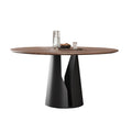 Solid wood dining table and chair set - walnut finish, mid-century modern round dining table with carbon steel legs