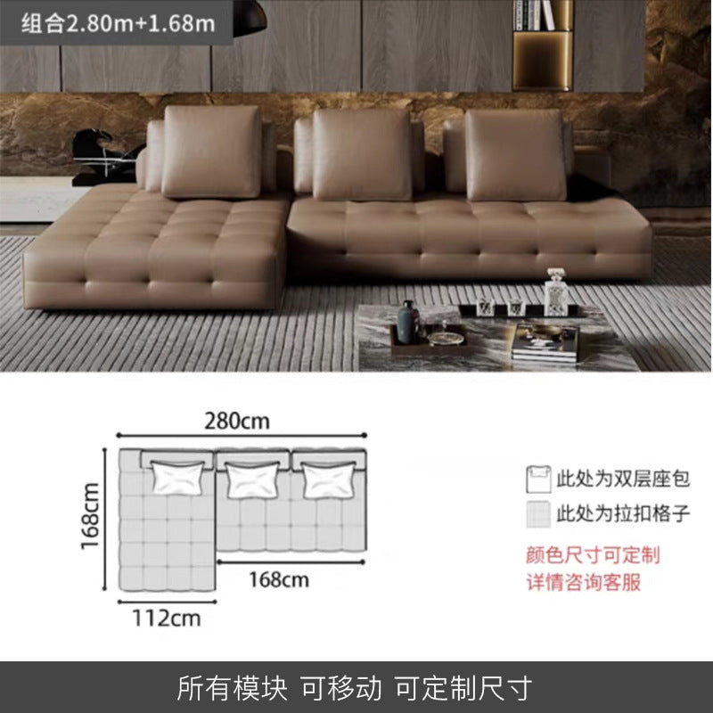 Lawrence genuine leather sofa italian normcore large and small apartment house villa customer corner sofa modern straight row leather sofa
