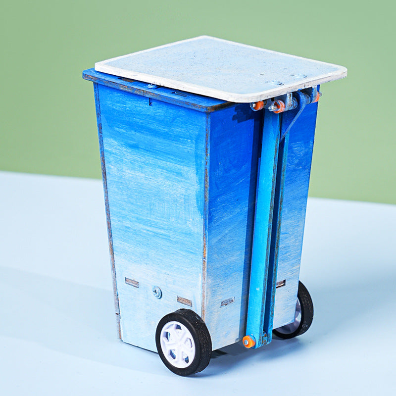 Science and technology small production flip trash can, primary and secondary school students science experiment puzzle creative invention handmade DIY material