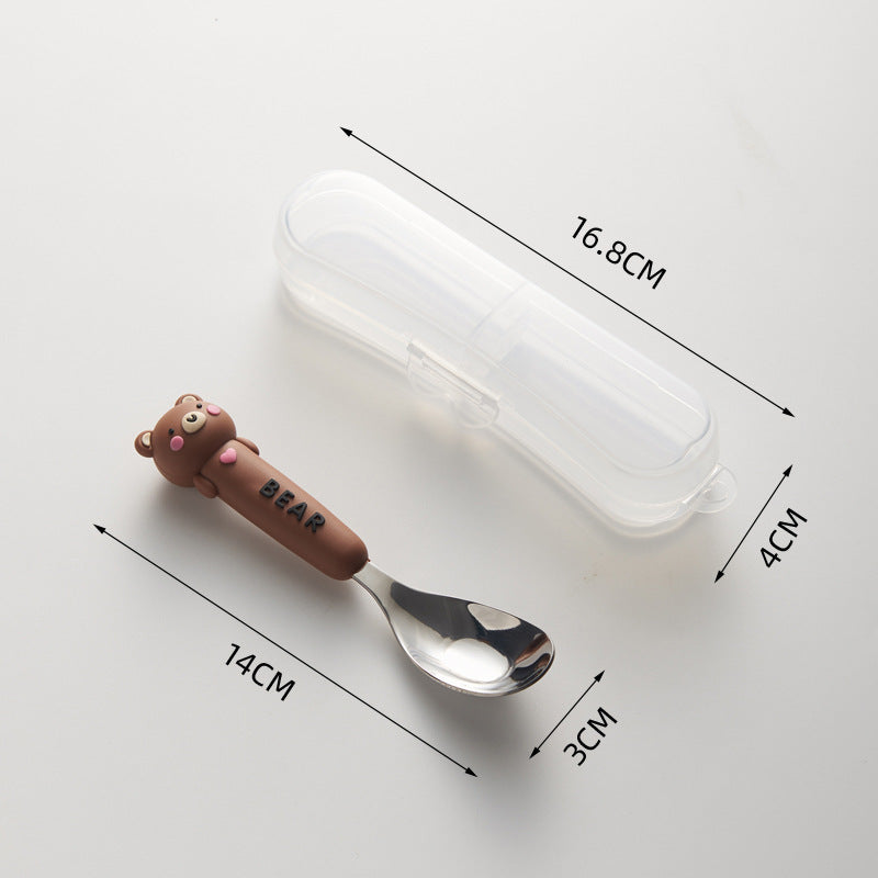 New creative cartoon dinosaur soft-handled children's coin-shaped spoon, cute style stainless steel spoon, student tableware wholesale
