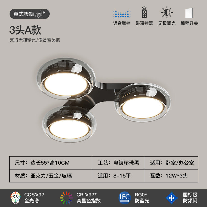 Living room ceiling light modern simple atmosphere soot glass Italian light luxury creative high-end dining room bedroom lighting