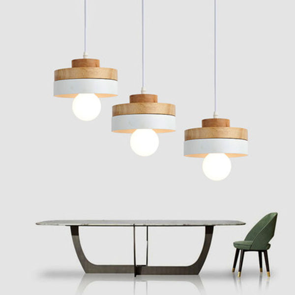 Nordic restaurant chandelier simple single head corridor aisle balcony cafe bar counter wrought iron wood lighting