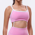 nude bra with breast pads outwearintimates shoulder straps contrast color bra shorts yoga suit suspenders fitness wear for women