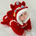 New chinese style chinese style festive first birthday full moon new year's greetings newborn winternew arrival red jumpsuit fleece-linedthickened