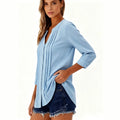 european and american cross-border solid color cardigan summer new button-up t-shirt
