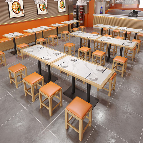 Fast food tables and chairs Solid wood small square stool Snack noodle restaurant Breakfast catering Milk tea dessert shop Shaxian store Table and chair combination