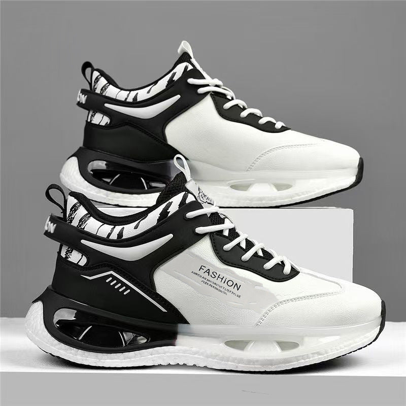 Men's 2026 spring new arrival: air cushion shock absorption, soft sole, height increasing, thickened high-top platform sneakers - trendy basketball shoes for men