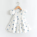 Girls' dress - new cross-border summer collection - white daisy print dress - toddler & little girl lantern sleeve cotton a-line dress