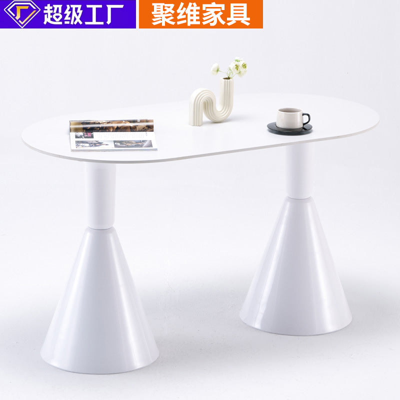 Rock slab dining table french cream style internet celebrity dining table manufacturer personalized simple small apartment rental house holy grail table