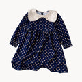 Trendy girls' dress - new autumn collection: long-sleeved, color-blocked polka dot princess dress for baby girls - chic autumn/winter style