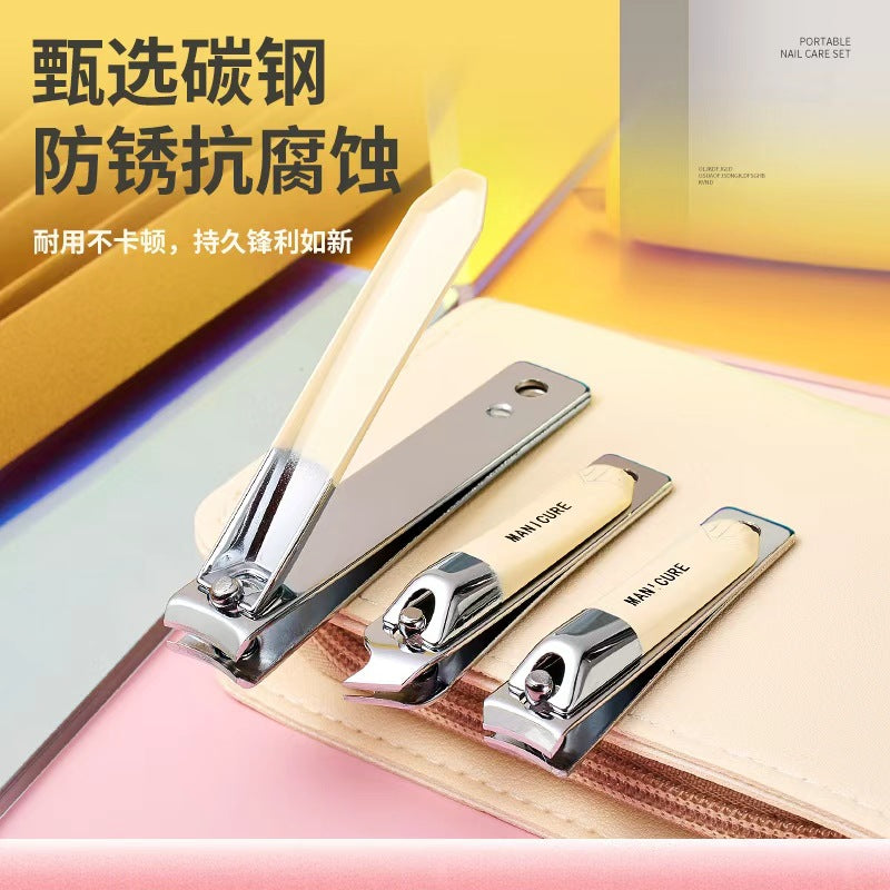 Stainless steel manicure & pedicure tool set - 9 piece kit: includes nail clippers, eyebrow scissors, earwax removal tool, and nail file - wholesale