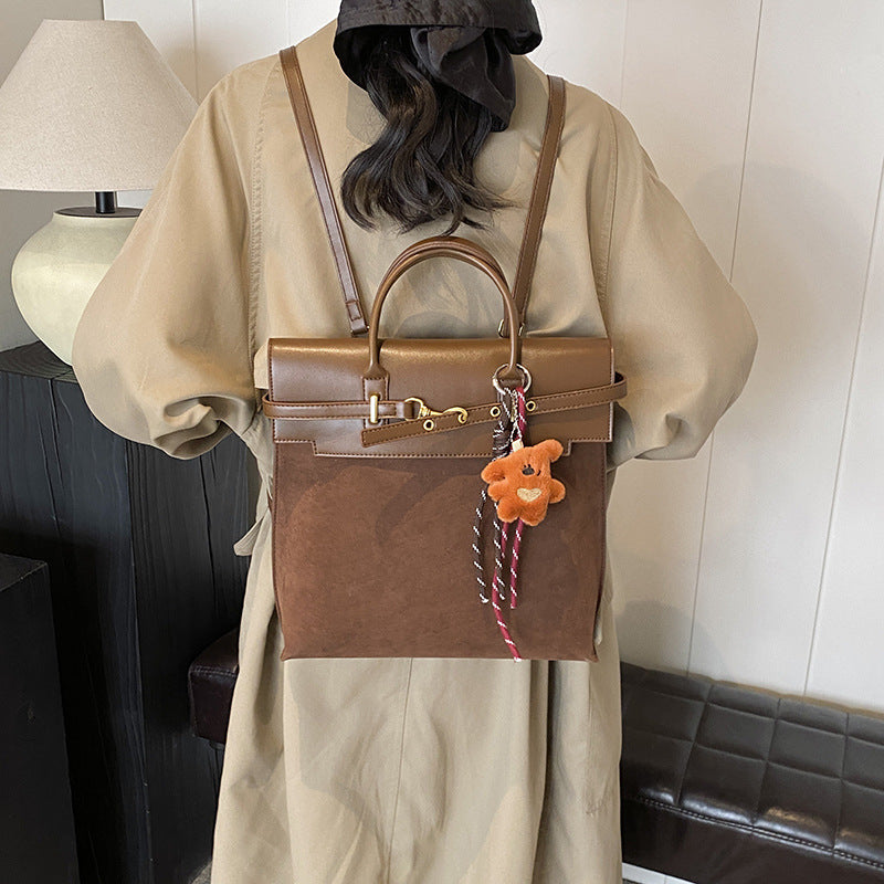 Retro fashion briefcase women 2025 new leopard print backpack large capacity commuting versatile senior sense student bag