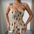 cross-border fashion summer french floral suspender jumpsuit new arrival waist one-piece dropshipping