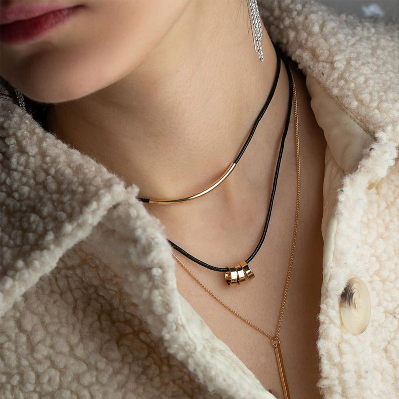 Sweater accessories necklace wholesale european and american cross-border jewelry women's multi-layer geometric alloy exaggerated design autumn and winter clavicle chain