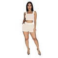 C6966 cross-border   independent station fashion women's solid color camisole and shorts two-piece set