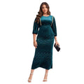 supply flannel embossed round neck handmade beaded lantern sleeves silmfashiondress special price