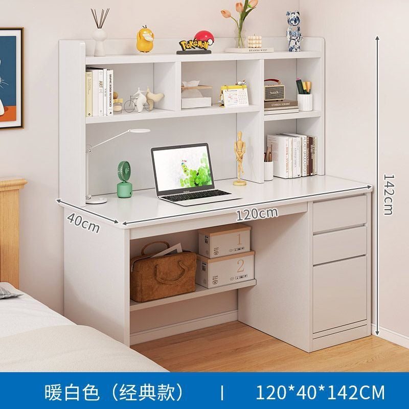 Nordic student desk with bookshelf - all-in-one home bedroom desktop computer desk - assembled study table for elementary school students - writing desk