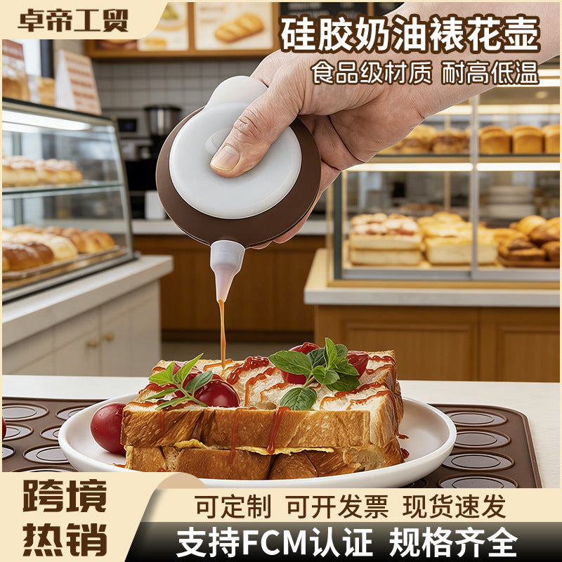 silicone decorating pot, fondant cake decorating multi-functional cream chocolate squeezing sauce decorating device, decorating pot