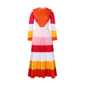 D420   autumn pleated print color block set - long sleeve top & fashionable midi skirt - european & american style two-piece outfit